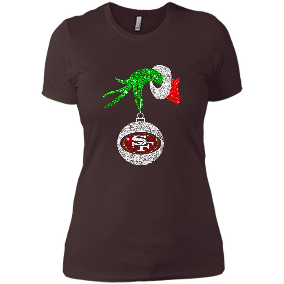 Amazing tee San Francisco 49ers Glitter Grinch Monogram Ornament Christmas Gift - Ladies' Boyfriend T-Shirt