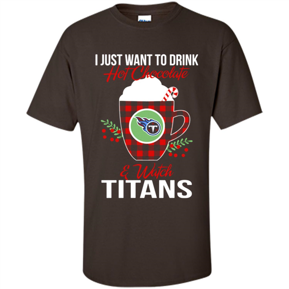 I Just Want To Drink Hot Chocolate & Watch Tennessee Titans Ugly Christmas Sweater PINGPONG