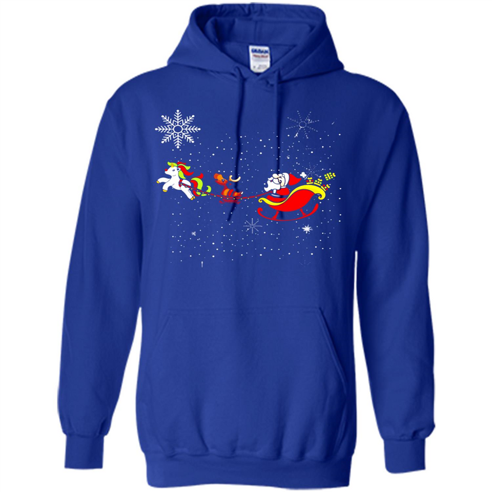 Christmas Unicorn Rudolph and Santa - Hoodie