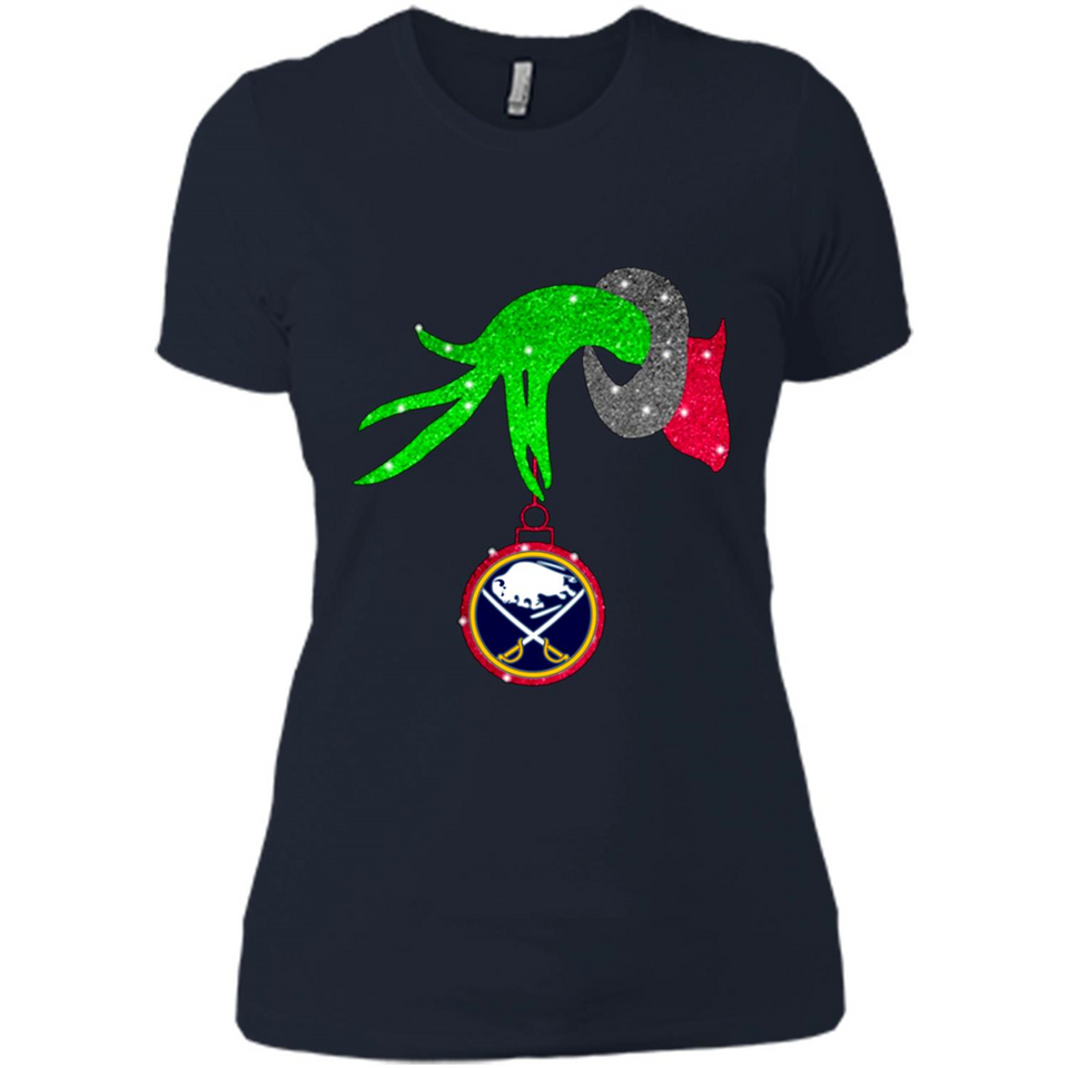 GRINCH HAND HOLDING BUFFALO SABRES GLITTER CHRISTMAS PINGPONG