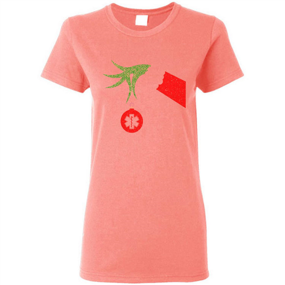 Funny Grinch Hand holding Doctor ornament Christmas Sporty T-Shirt - Ladies Short-Sleeve