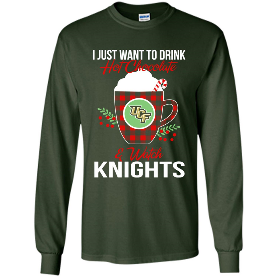 I Just Want To Drink Hot Chocolate & Watch UCF Knights Ugly Christmas Sweater PINGPONG