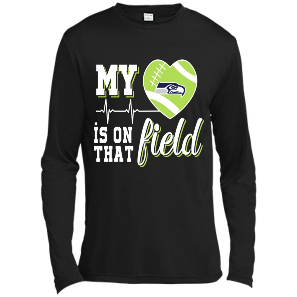Seattle Seahawks Football My Heart is on that Field - Canvas Long Sleeve T-Shirt