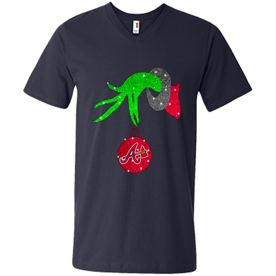 GRINCH HAND HOLDING ATLANTA BRAVES GLITTER CHRISTMAS PINGPONG