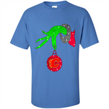 GRINCH HAND HOLDING CALGARY FLAMES GLITTER CHRISTMAS PINGPONG