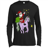 Distressed Retro Santa Riding Unicorn - Canvas Long Sleeve T-Shirt