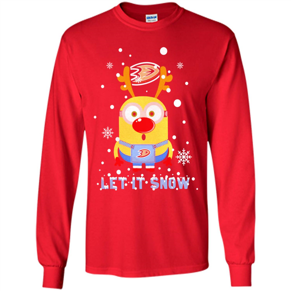 Minion Anaheim Ducks Ugly Christmas Sweater Let it Snow - Long Sleeve T-Shirt