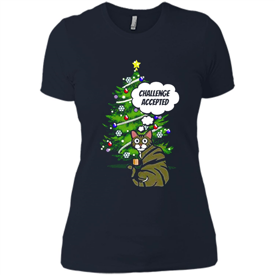Christmas Tree Cat Long Sleeve Christmas Shirt for Cat Lover - Ladies' Boyfriend T-Shirt