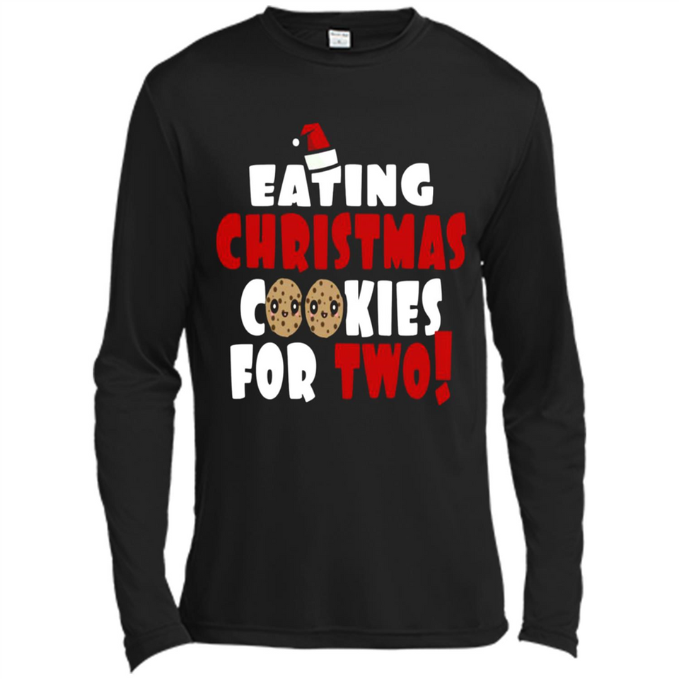 Womens Funny Eating Christmas Cookies For Two Pregnancy - Canvas Long Sleeve T-Shirt
