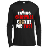 Womens Funny Eating Christmas Cookies For Two Pregnancy - Canvas Long Sleeve T-Shirt