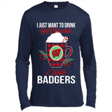I Just Want To Drink Hot Chocolate & Watch Wisconsin Badgers Ugly Christmas Sweater PINGPONG