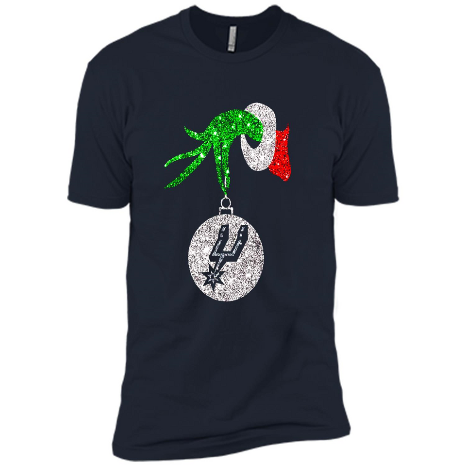 Amazing shirt San Antonio Spurs Glitter Grinch Monogram Ornament Christmas Gift - Premium Short Sleeve T-Shirt