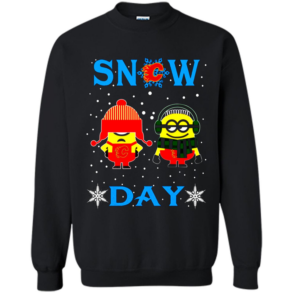 Snow Day Shirt For Calgary Flames Vs Minion Fans pingpong