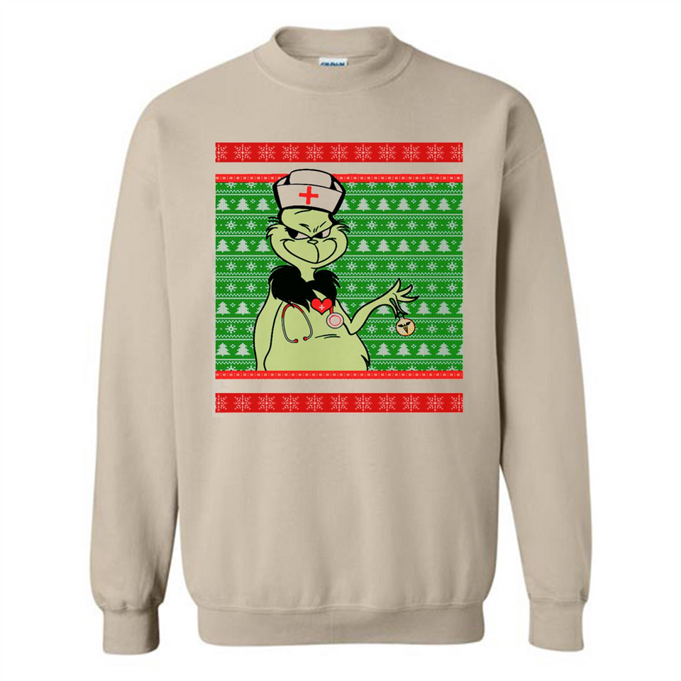 Grinch Nurse Ugly Christmas Sporty T-Shirt PINGPONG - Sweatshirt