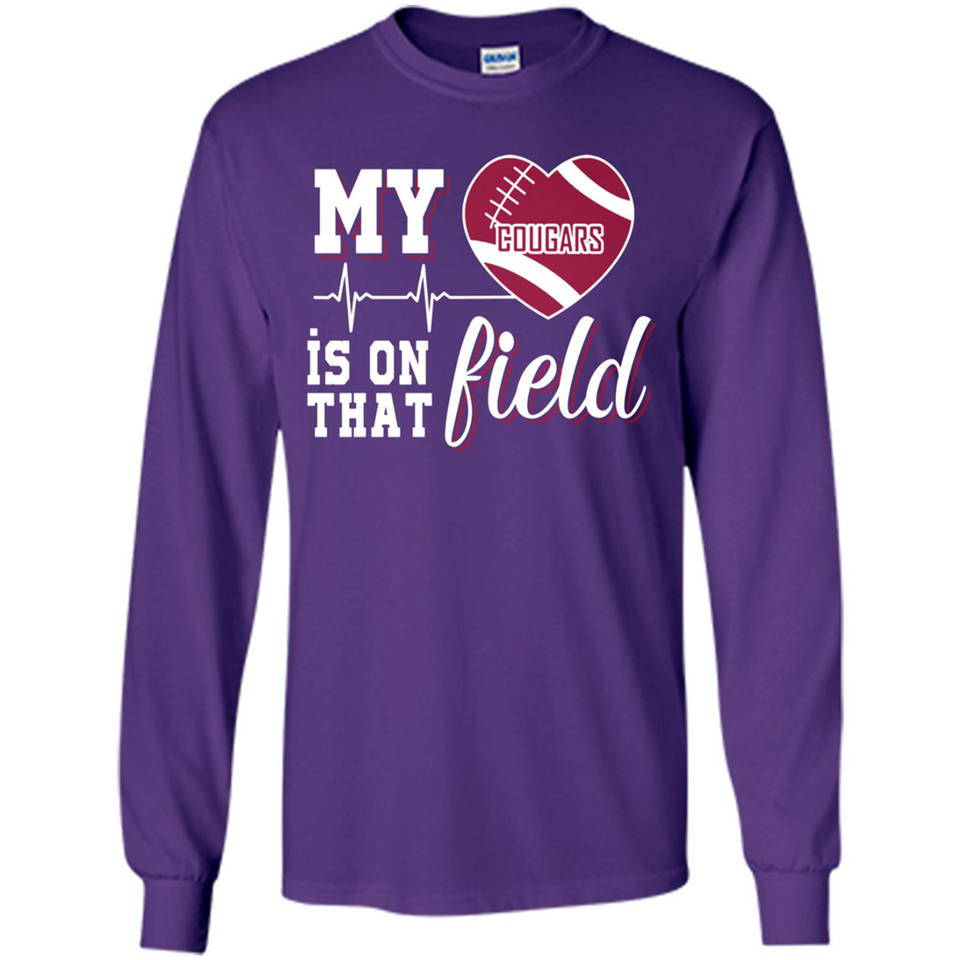Washington State Cougars Football My Heart is on that Field - Long Sleeve T-Shirt