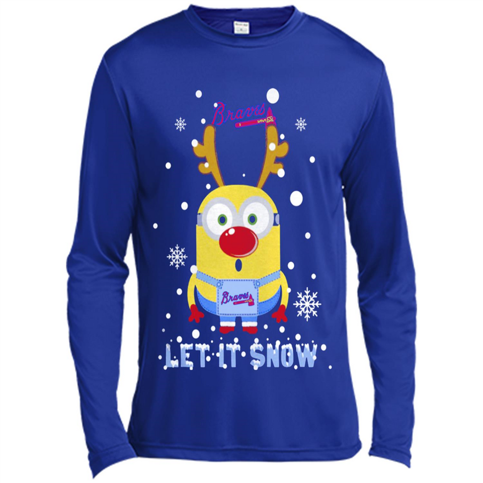 Minion Atlanta Braves Ugly Christmas Sweater Let it Snow - Canvas Long Sleeve T-Shirt