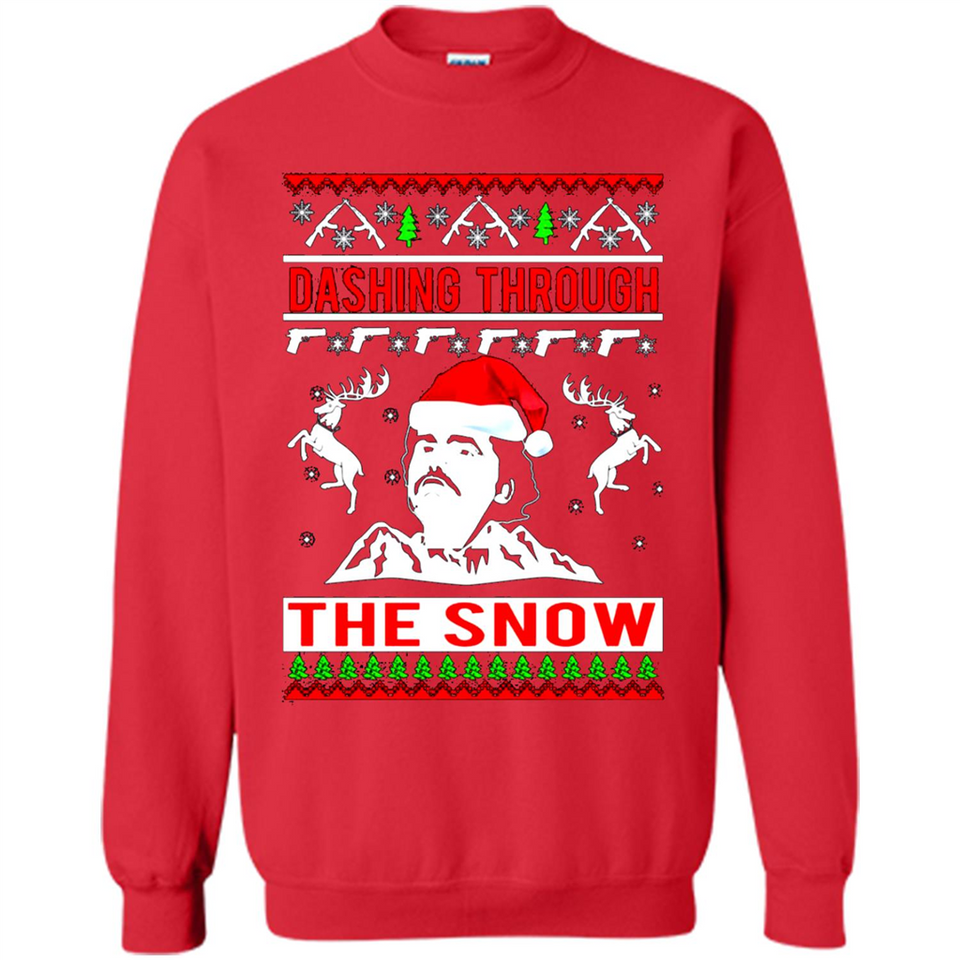 Narcos dashing through the snow Christmas sweatshirt PINGPONG