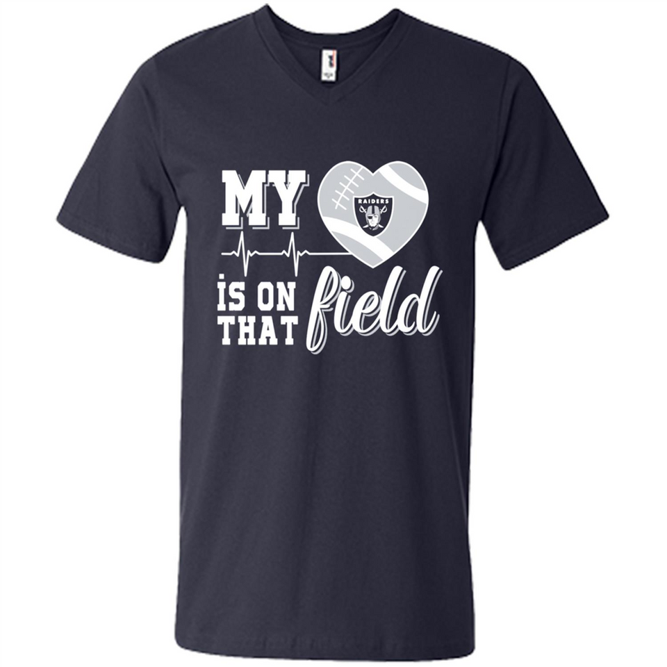 Oakland Raiders Football My Heart is on that Field - Men's V-Neck