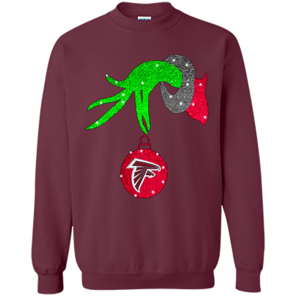 GRINCH HAND HOLDING ATLANTA FALCONS GLITTER CHRISTMAS PINGPONG