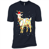 Christmas Lights Goat Wearing Santa Hat Funny Xmas - Premium Short Sleeve T-Shirt