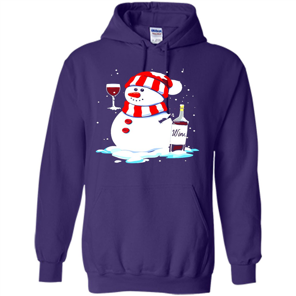 Cute Snowman drink Red Wine Christmas T-Shirt - Hoodie
