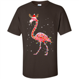 Christmas Lights Flamingo Wearing Santa Hat Funny Xmas - Shirt