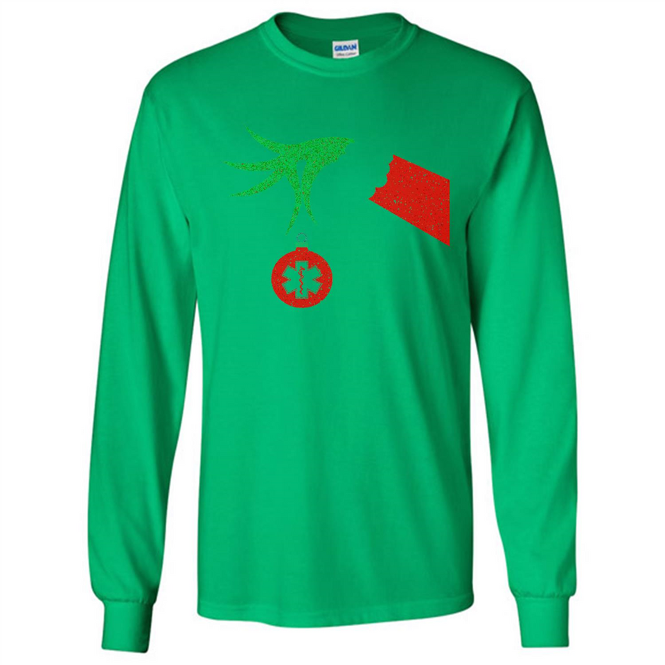 Funny Grinch Hand holding Doctor ornament Christmas Sporty T-Shirt - Long Sleeve T-Shirt