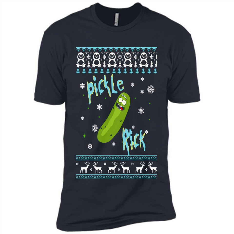 Rick and Morty Pickle Rick Ugly Christmas Sweater - Premium Short Sleeve T-Shirt