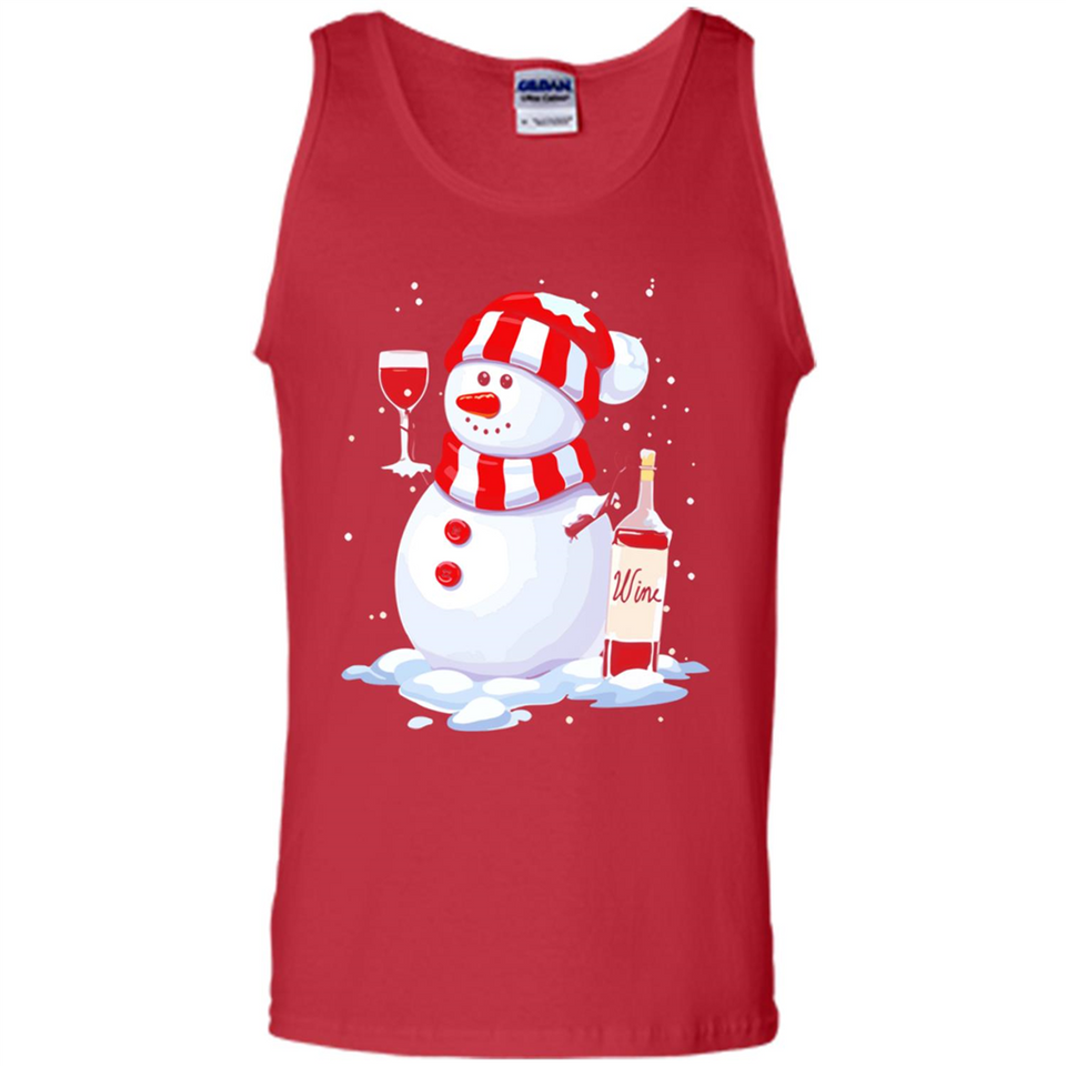 Cute Snowman drink Red Wine Christmas - Tank Top