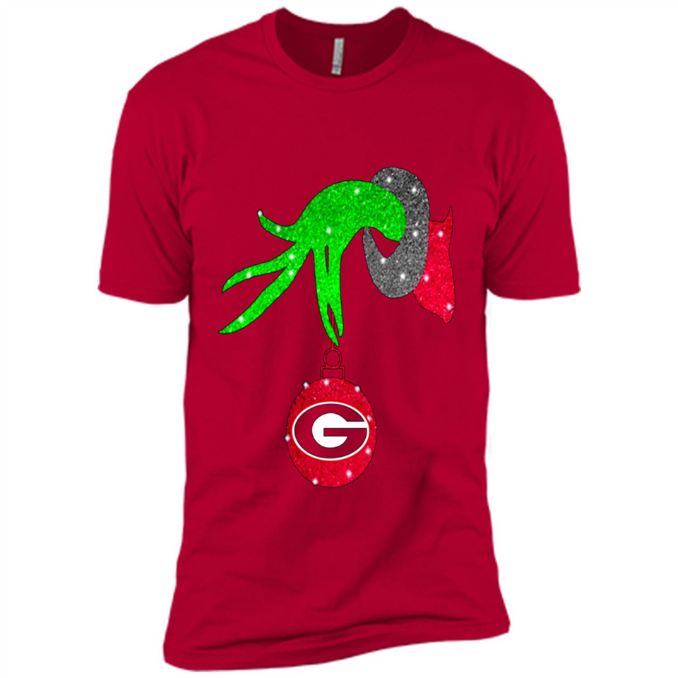 GRINCH HAND HOLDING GEORGIA BULLDOGS GLITTER CHRISTMAS PINGPONG