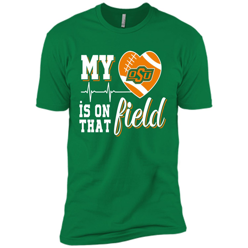 Oklahoma State Cowboys Football My Heart is on that Field - Premium Short Sleeve T-Shirt
