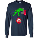 GRINCH HAND HOLDING CINCINNATI REDS GLITTER CHRISTMAS PINGPONG
