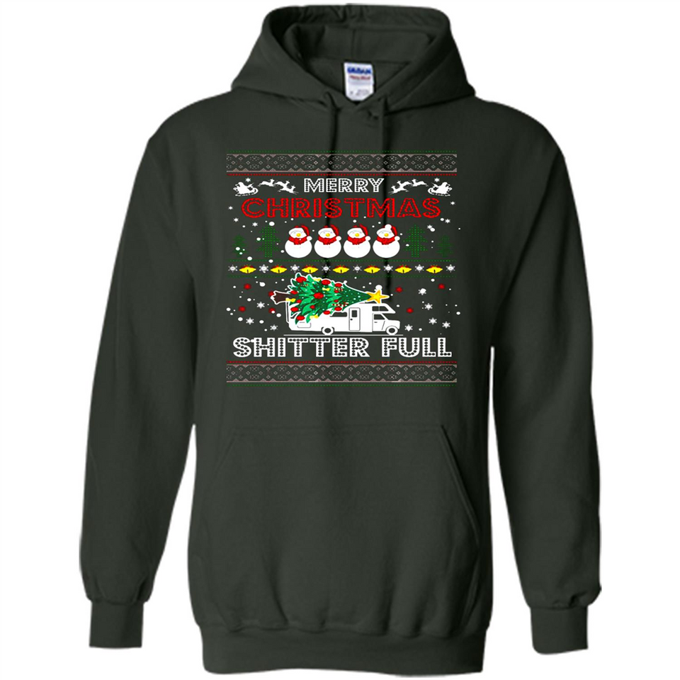 Merry Christmas Shitter Full Christmas Tree Snowman Sweater PINGPONG - Hoodie