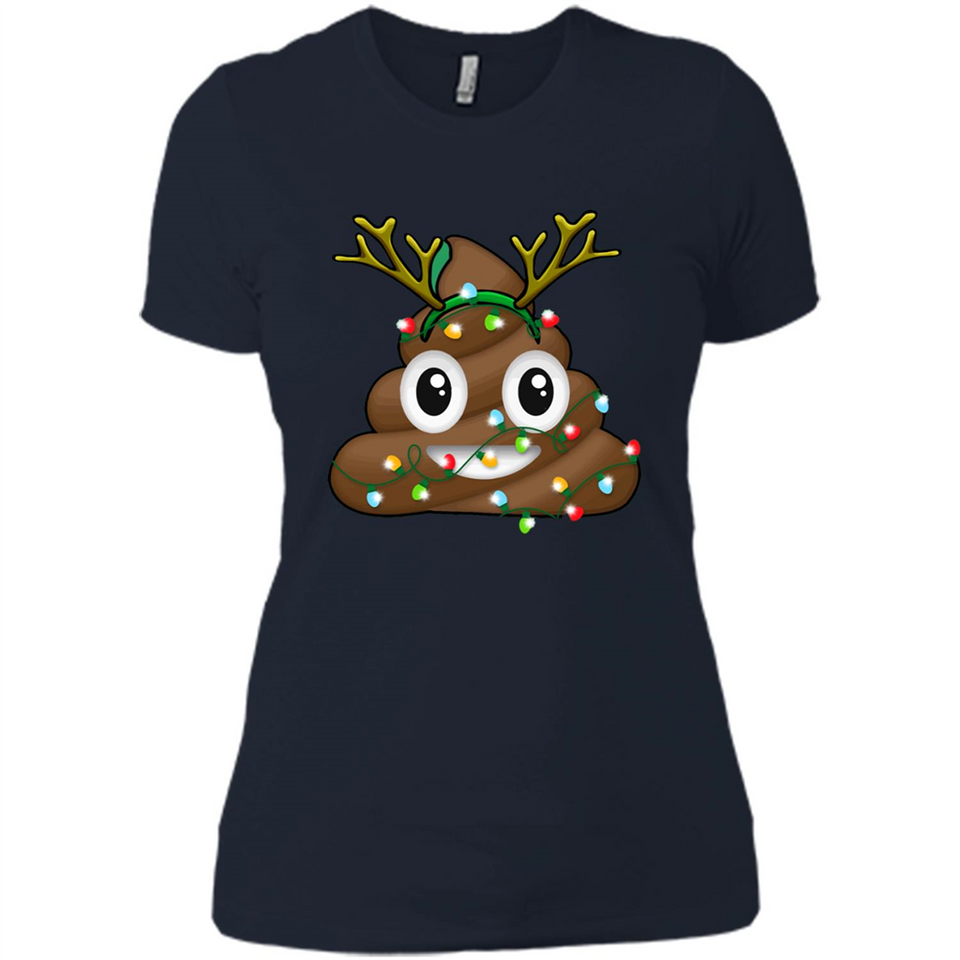 Reindeer Poop Emoji Cute Merry Christmas T-Shirt - Ladies' Boyfriend T-Shirt