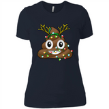 Reindeer Poop Emoji Cute Merry Christmas T-Shirt - Ladies' Boyfriend T-Shirt