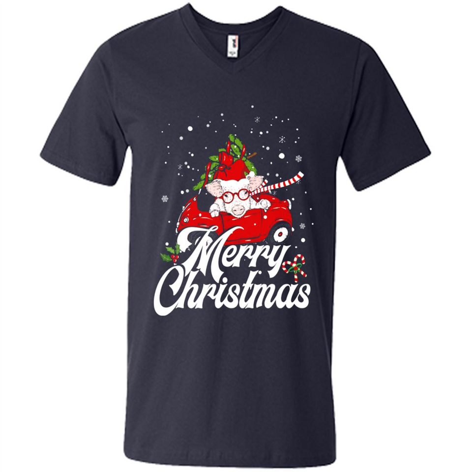 Merry Christmas Pig s - Men's V-Neck