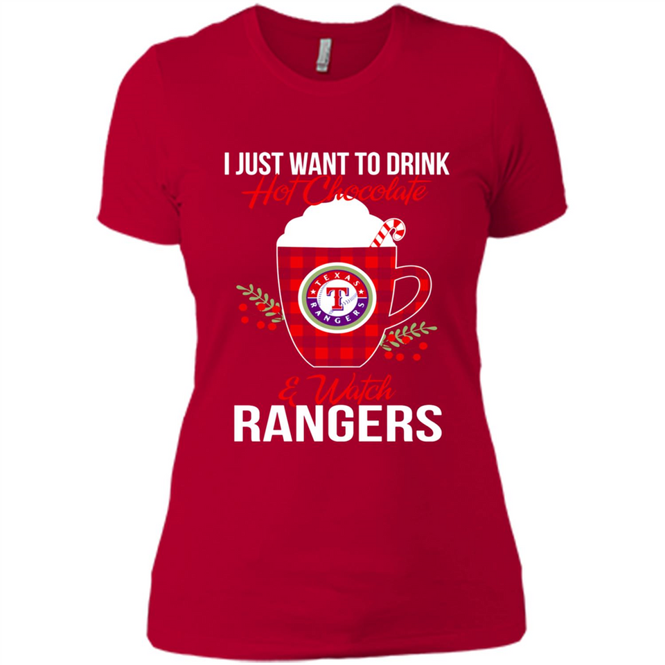 I Just Want To Drink Hot Chocolate & Watch Texas Rangers Ugly Christmas Sweater PINGPONG
