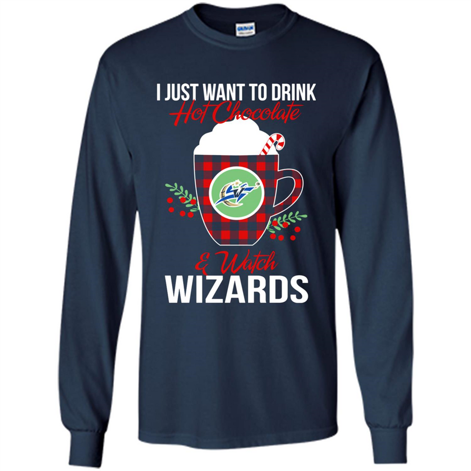 I Just Want To Drink Hot Chocolate & Watch Washington Wizards Ugly Christmas Sweater PINGPONG