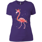Christmas Lights Flamingo Wearing Santa Hat Funny Xmas - Ladies' Boyfriend T-Shirt