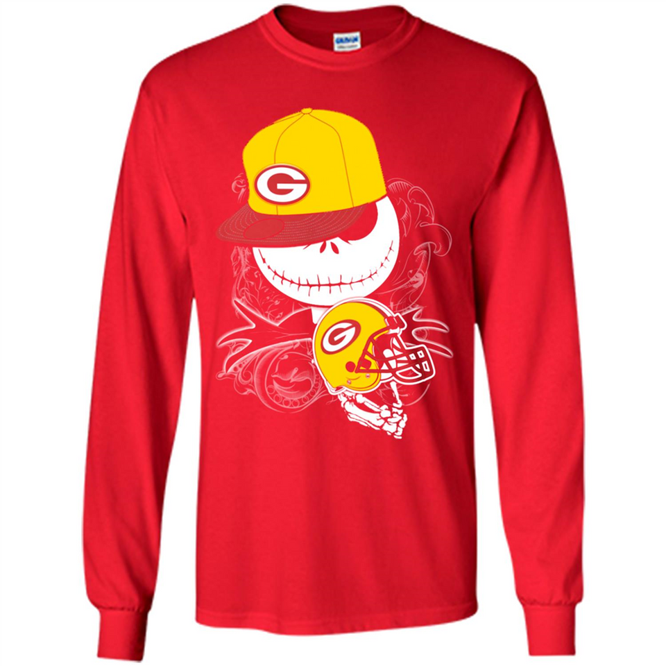 Jack Skellington The Nightmare Before Christmas-Packers Football - Long Sleeve T-Shirt