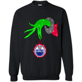 GRINCH HAND HOLDING EDMONTON OILERS GLITTER CHRISTMAS PINGPONG