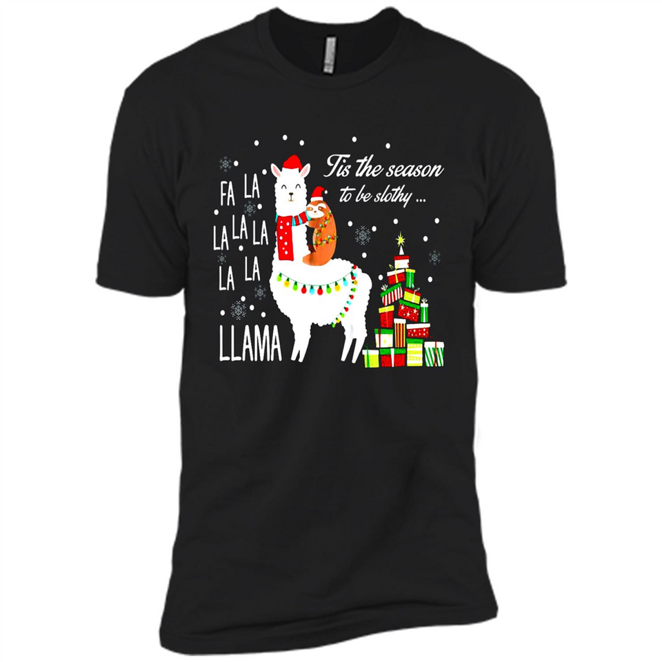 Llama Tis the season to be slothy Christmas sweatshirt PINGPONG - Premium Short Sleeve T-Shirt