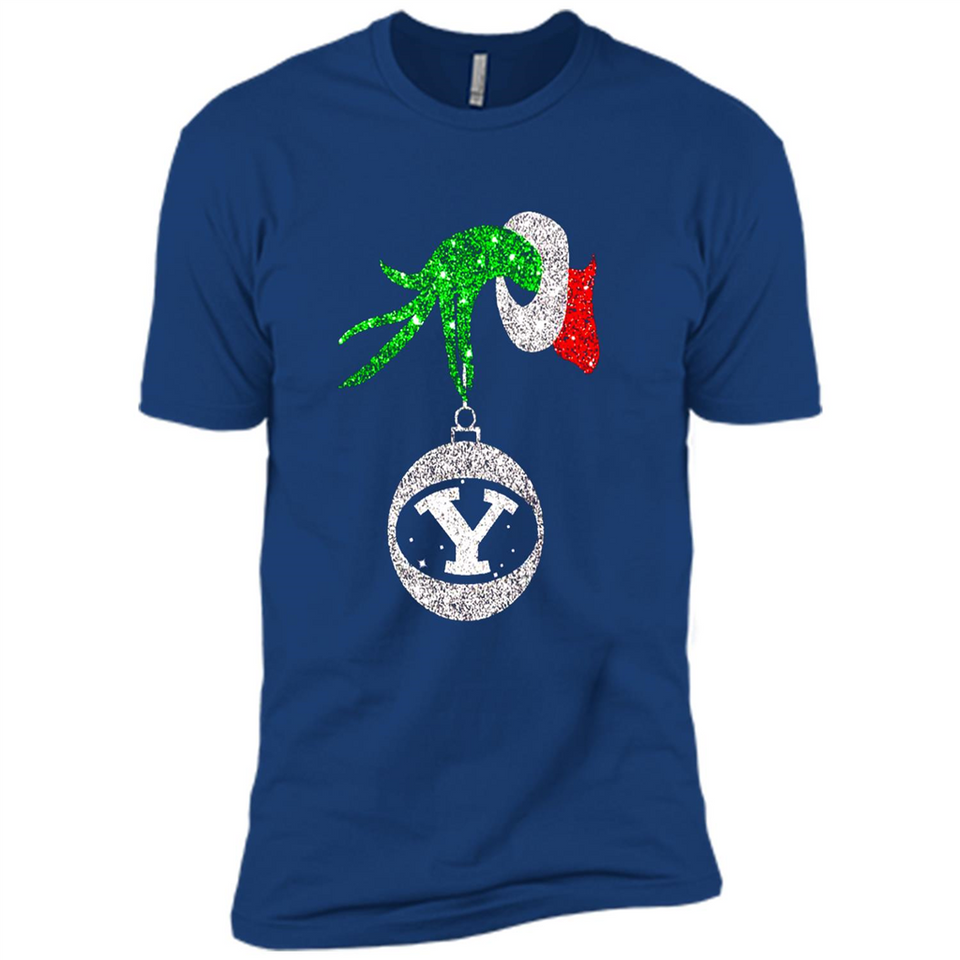 Fantastic Byu Cougars Glitter Grinch Monogram Ornament Christmas Gift - Premium Short Sleeve T-Shirt
