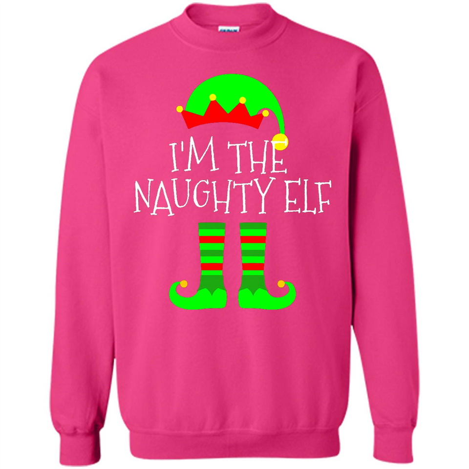Matching Family Christmas Shirt Funny I'm The Naughty Elf Black mugs PINGPONG - Sweatshirt
