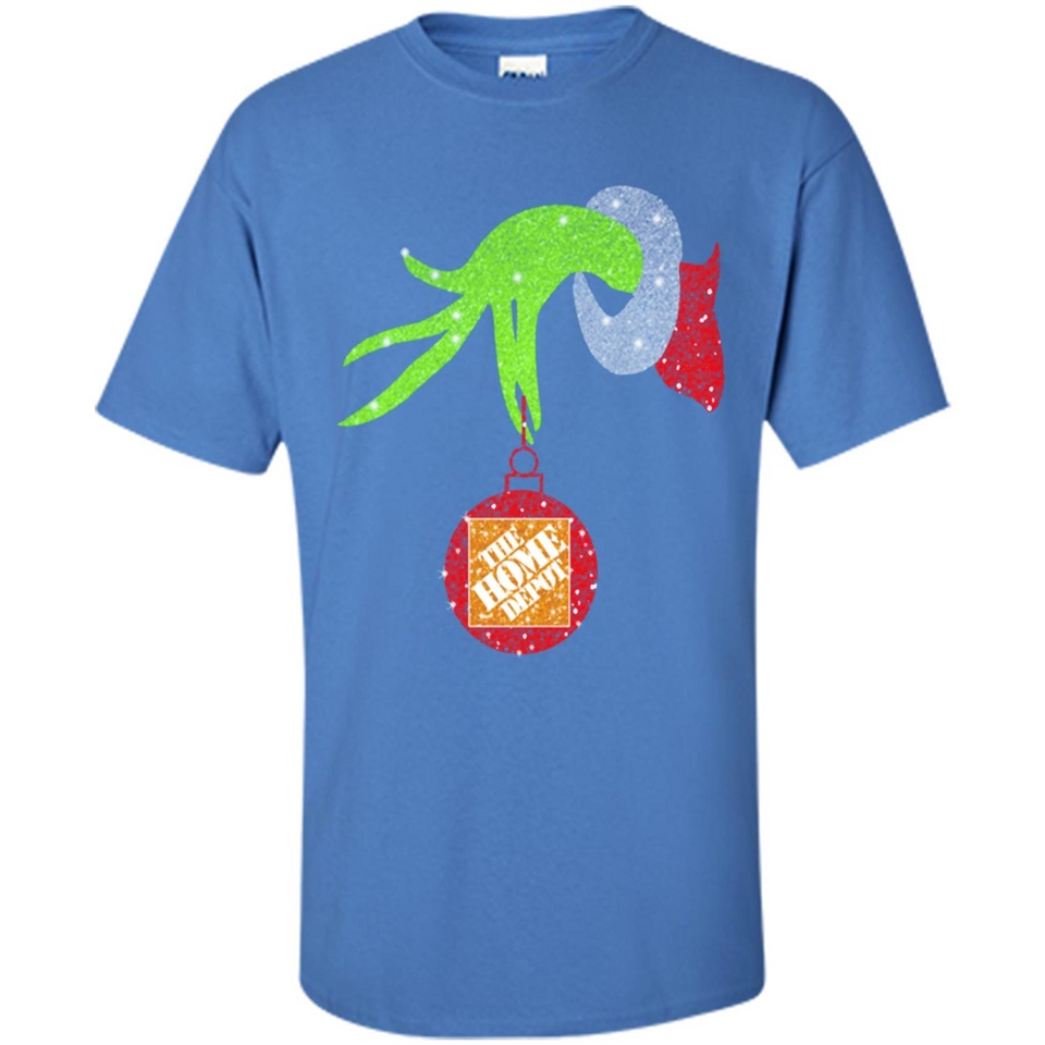 Grinch hand holding Logo HomeDepot Glitter Christmas - Shirt