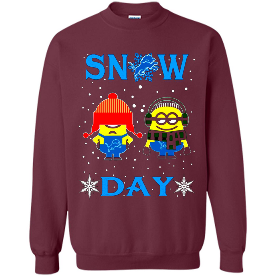 Snow Day Shirt For Detroit Lions Vs Minion Fans pingpong
