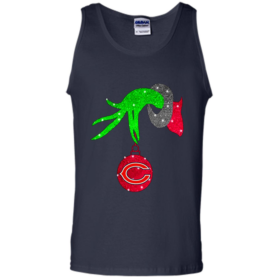 GRINCH HAND HOLDING CHICAGO BEARS GLITTER CHRISTMAS PINGPONG