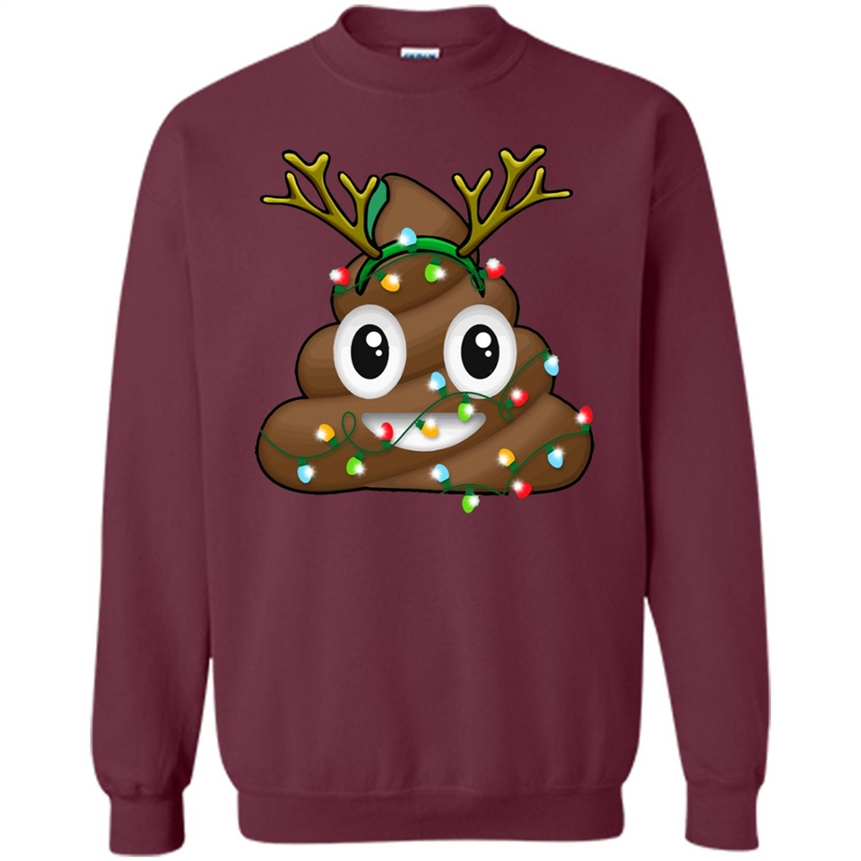 Reindeer Poop Emoji Cute Merry Christmas T-Shirt - Sweatshirt