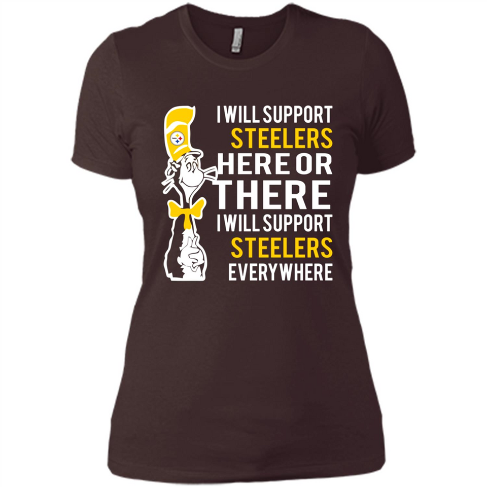 Shirt For Dr Seuss Cat And Pittsburgh Steelers Fans - Ladies' Boyfriend T-Shirt