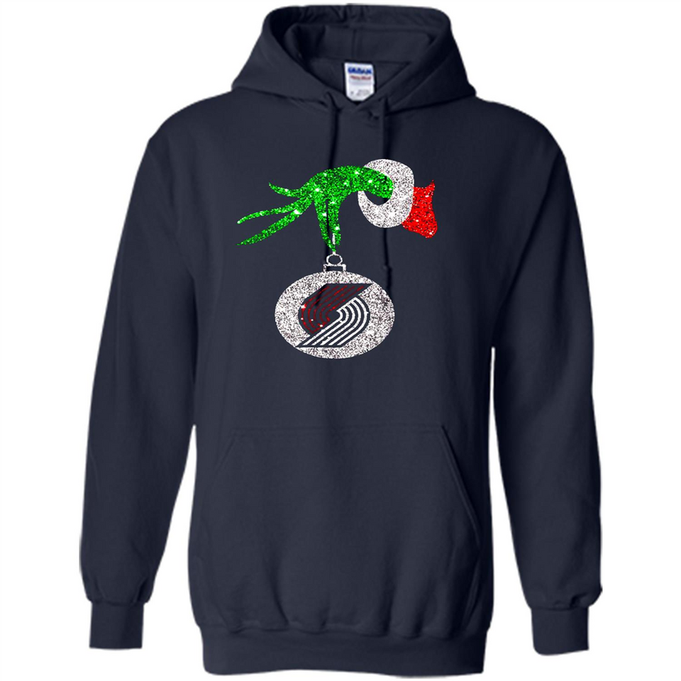 Amazing shirt Portland Trail Blazers Glitter Grinch Monogram Ornament Christmas - Hoodie